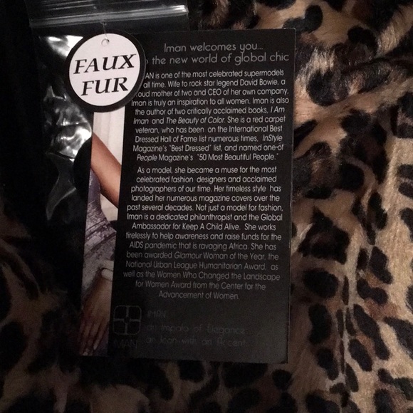 NWT,IMAN Global Chic,size 1X,Faux Leopard Fur,Swing Coat, full sleeves Buttons - Picture 5 of 8